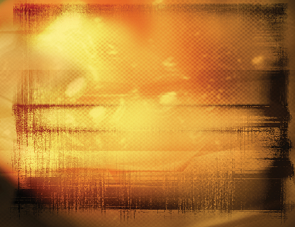 Abstract orange and black textured digital art with gradient and grungy overlays.