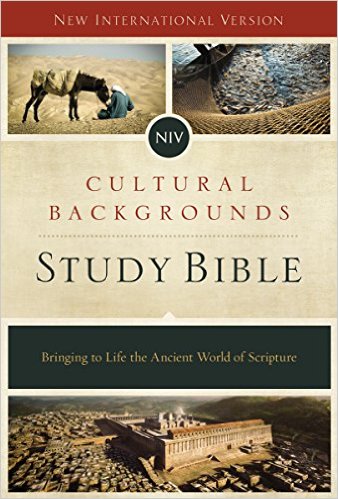 NIV Cultural Backgrounds Study Bible cover, showcasing ancient imagery and scripture context highlights.