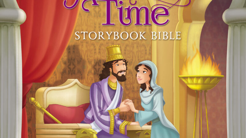Once Upon a Time Storybook Bible cover with a regal scene, featuring a king and queen on a throne.