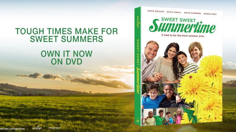 Sweet Sweet Summertime DVD cover with family photo and dandelions, promoting the movie's release.