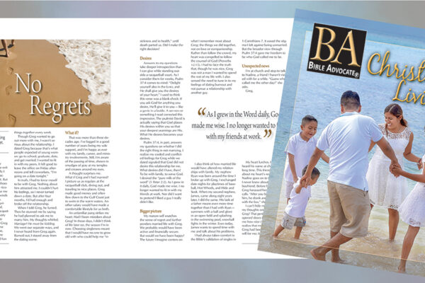 Christian Living magazine cover featuring family at the beach, May-June 2018 issue of Bible Advocate.