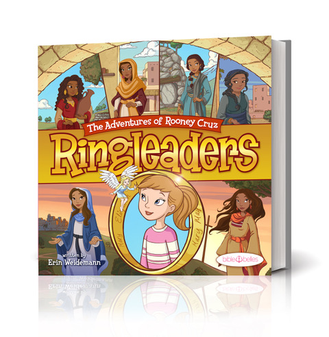 Children's book Ringleaders cover with diverse biblical characters and protagonist Rooney Cruz illustration.