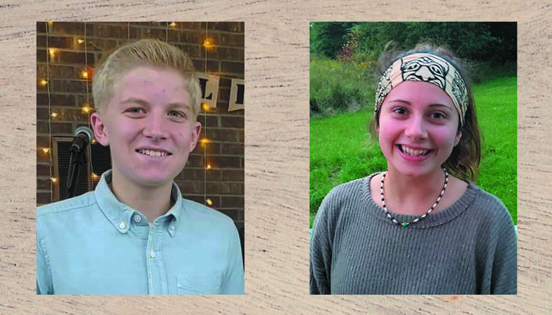 Smiling teenagers with outdoor and indoor backgrounds, featuring lights and greenery.