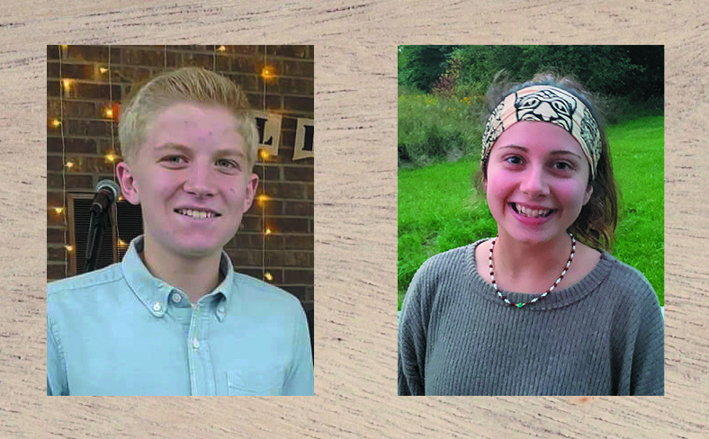 Smiling teenagers with outdoor and indoor backgrounds, featuring lights and greenery.