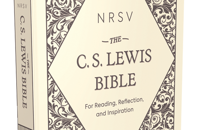 C.S. Lewis Bible cover, NRSV edition, with decorative floral design for reflection and inspiration.