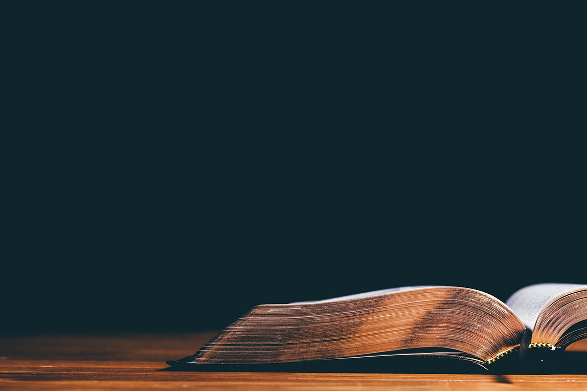 Open book on a wooden table with a dark background, symbolizing knowledge and learning.