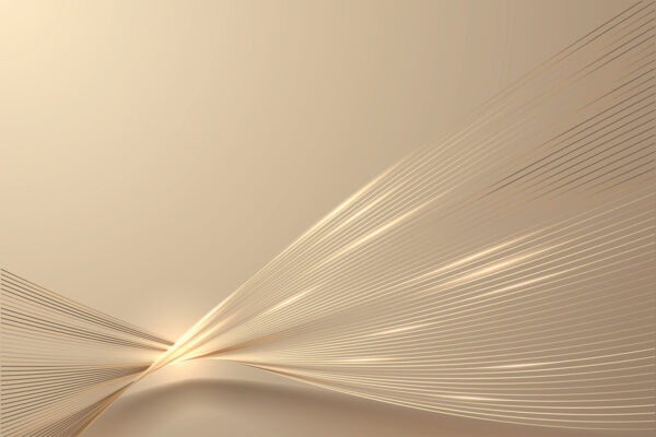 Abstract beige and gold linear wave design with light reflections.