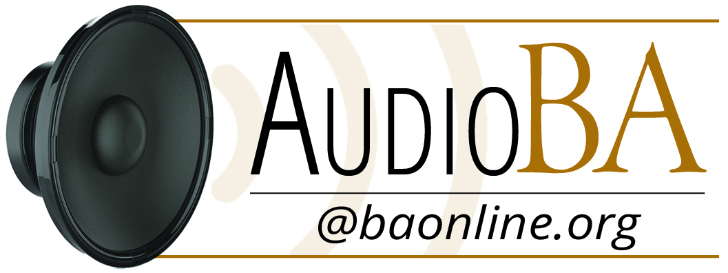 AudioBA logo with speaker graphic and website address baonline.org.