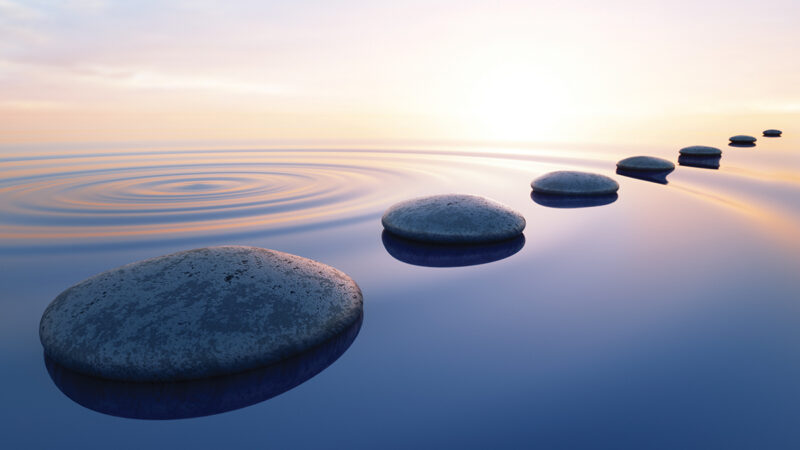 Pebbles in wide calm Ocean