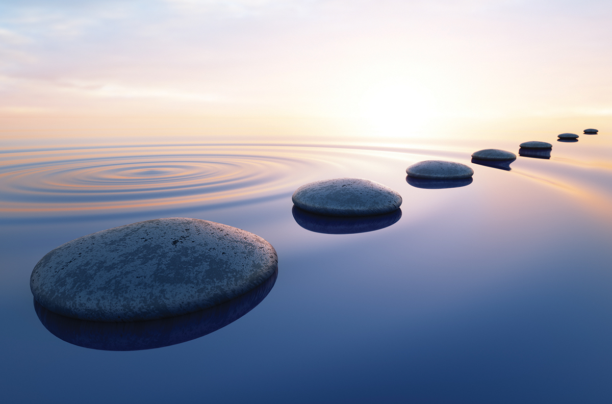 Pebbles in wide calm Ocean